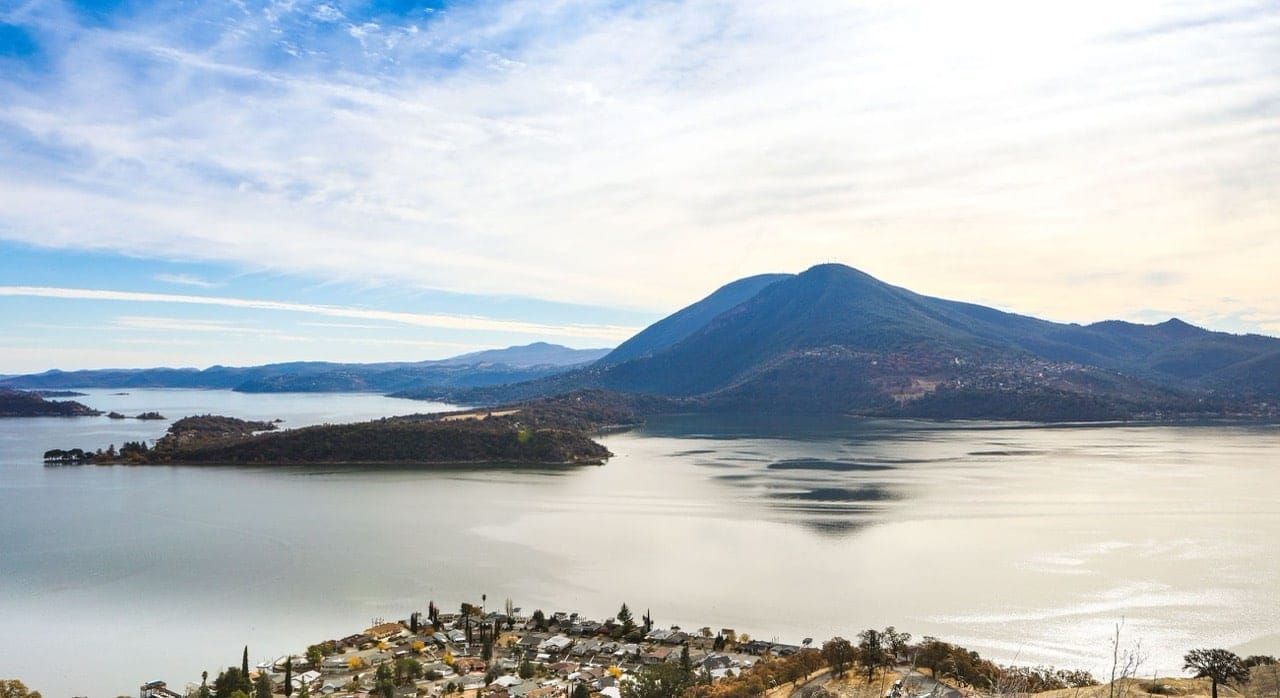 Clear Lake with Mount Konocti in Lake County, California